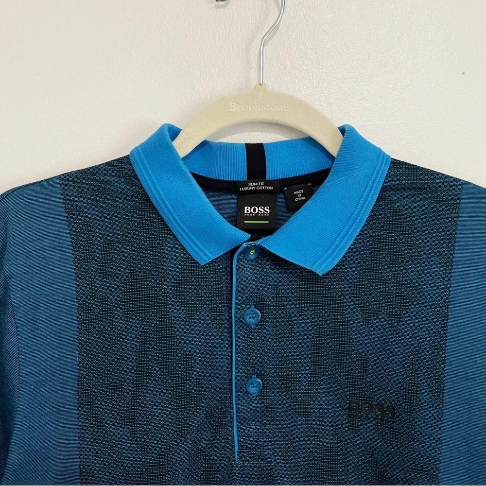 BOSS Hugo Boss Men’s Polo Shirt Slim Fit Luxury Cotton Short Sleeve Blue Size M - Picture 3 of 8